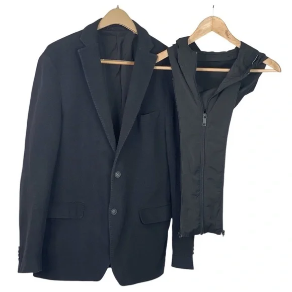 Michael Kors Black Mixed Media Techno Blazer 42L